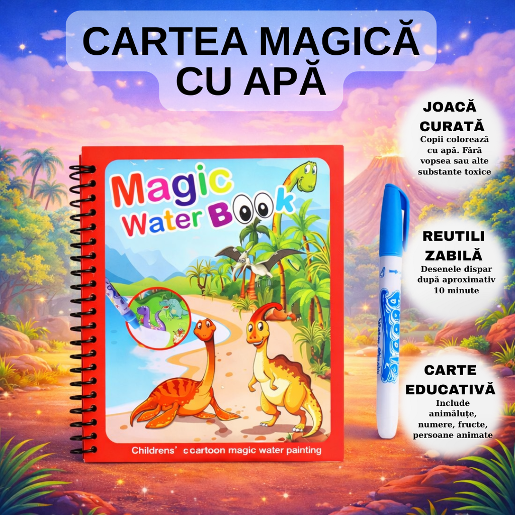 Carte MAGICA de colorat cu APA (2+1 CADOU)